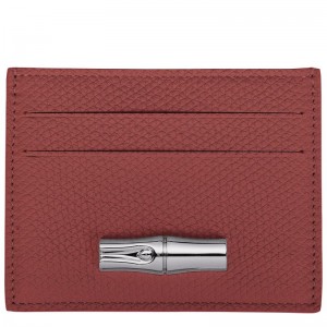 Etui na Karty Damskie Longchamp Le Roseau Leather Chestnut | PL8498CT