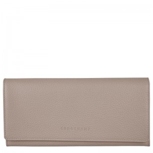 Portfele Damskie Longchamp Le FoulonnÉ Continental Leather Turtledove | PL8580QM
