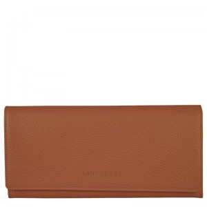 Portfele Damskie Longchamp Le FoulonnÉ Continental Leather Caramel | PL8577RV
