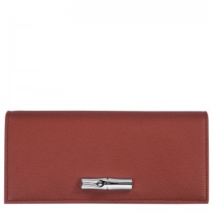 Portfele Damskie Longchamp Le Roseau Flap Leather Chestnut | PL8548ZU