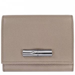 Portfele Damskie Longchamp Le Roseau Leather Clay | PL8540SG