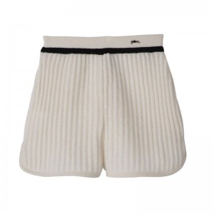 Spodnie Damskie Longchamp Short Knit Ecru | PL7818KO